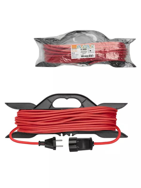 Удлинитель-шнур на рамке силовой У-11002 ПВС красный 1300 Вт б/з, 30м, штепс. гнездо Народный