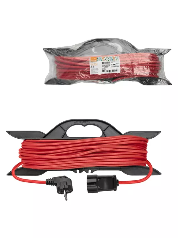 Удлинитель-шнур на рамке силовой У1-12035 ПВС красный 2200 Вт с/з, 40м, штепс. гнездо Народный