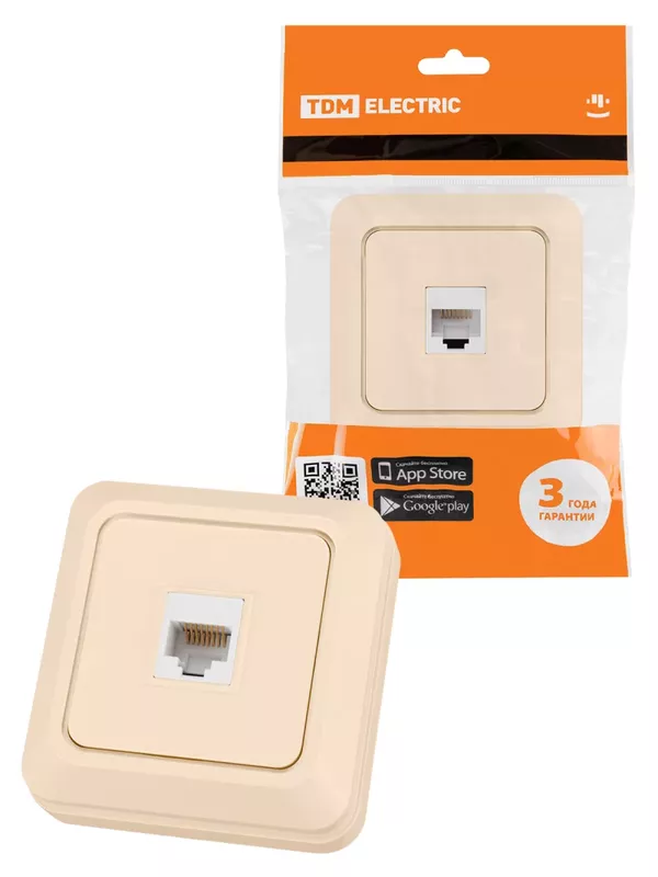 Розетка компьютерная (RJ-45) открытой установки IP20, сл. кость "Ладога" TDM