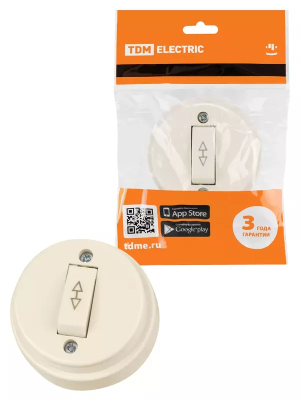 Переключатель на 2 направления 1-кл. открытой установки IP20 10А сл. кость "Ретро" TDM