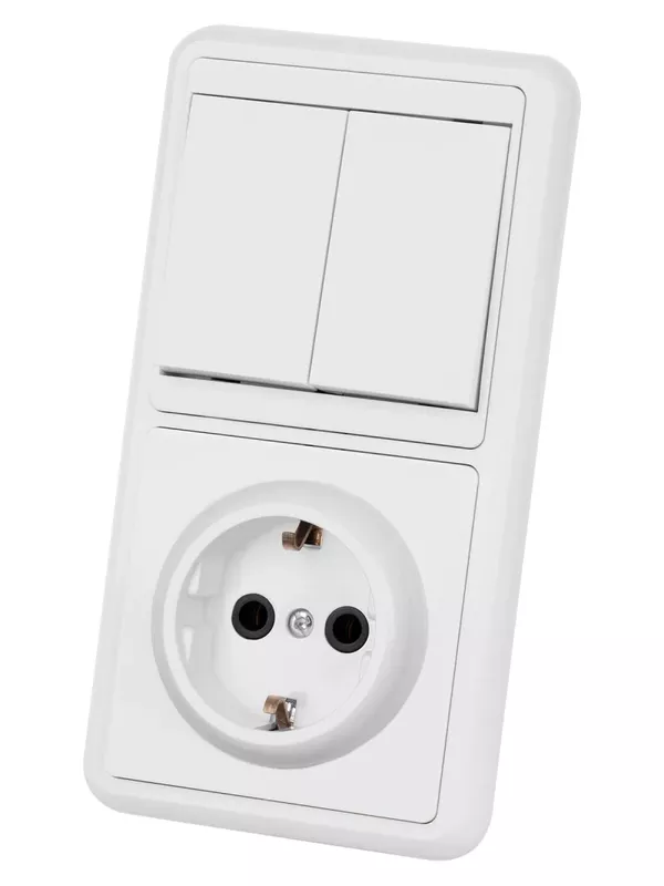 Блок комбинированный БКВР 2-х кл. выкл + розетка с/з TDM