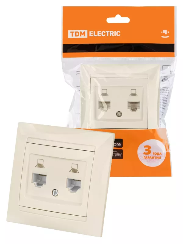 Розетка компьютерная двойная RJ45 сл. кость  "Лама" TDM