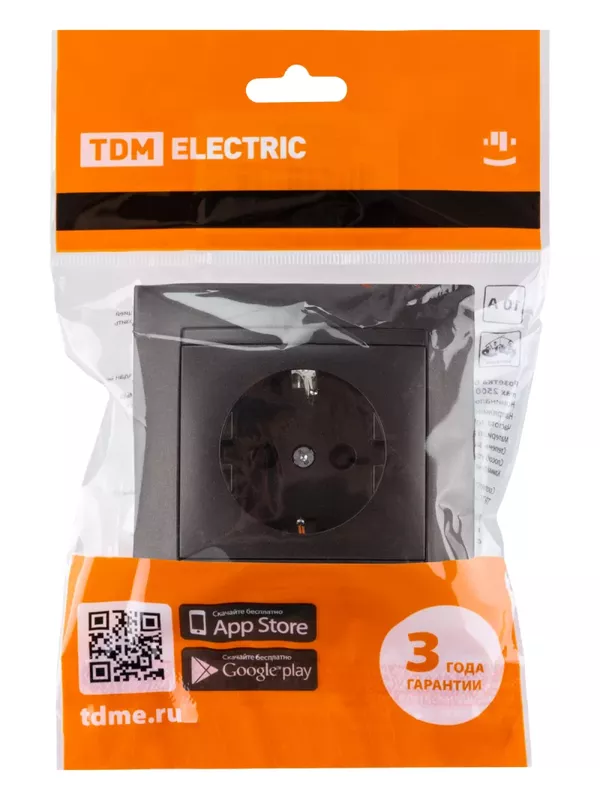 Розетка 2П+З 16А 250В с защ. шт. шоколад "Лама" TDM