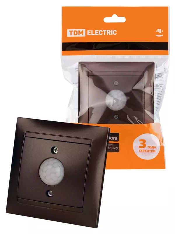 Выключатель с датчиком движения 1А шоколад "Лама" TDM