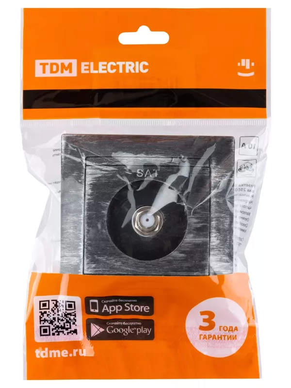 Розетка SAT (F-разъем) 0-2400МГц старинное серебро "Лама" TDM