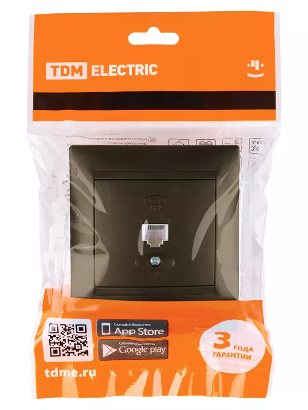 Розетка телефонная RJ11 бронза "Лама" TDM