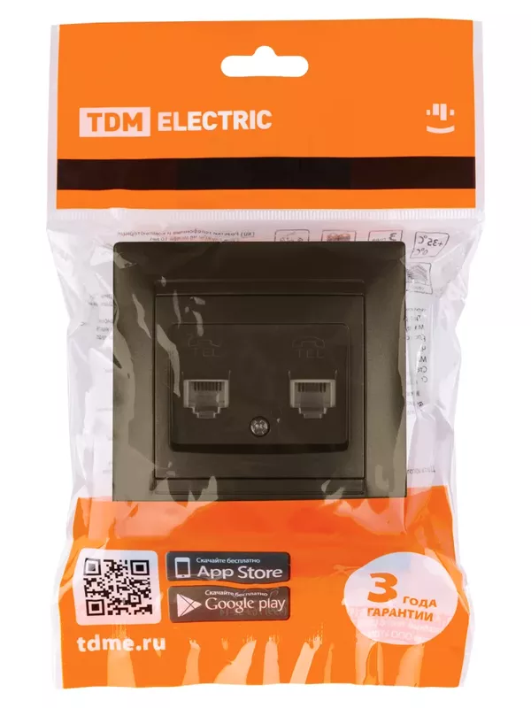 Розетка двойная телефонная RJ11  бронза "Лама" TDM