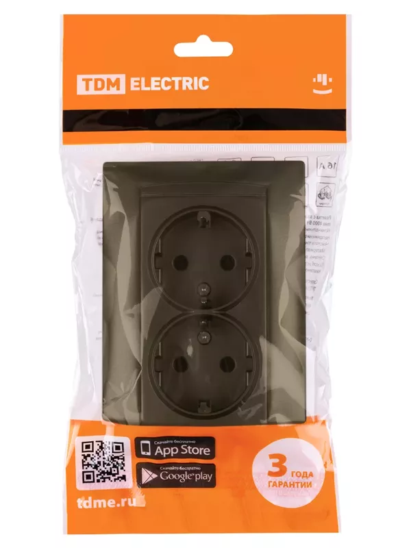 Розетка двойная 2П+З 16А 250В  бронза "Лама" TDM