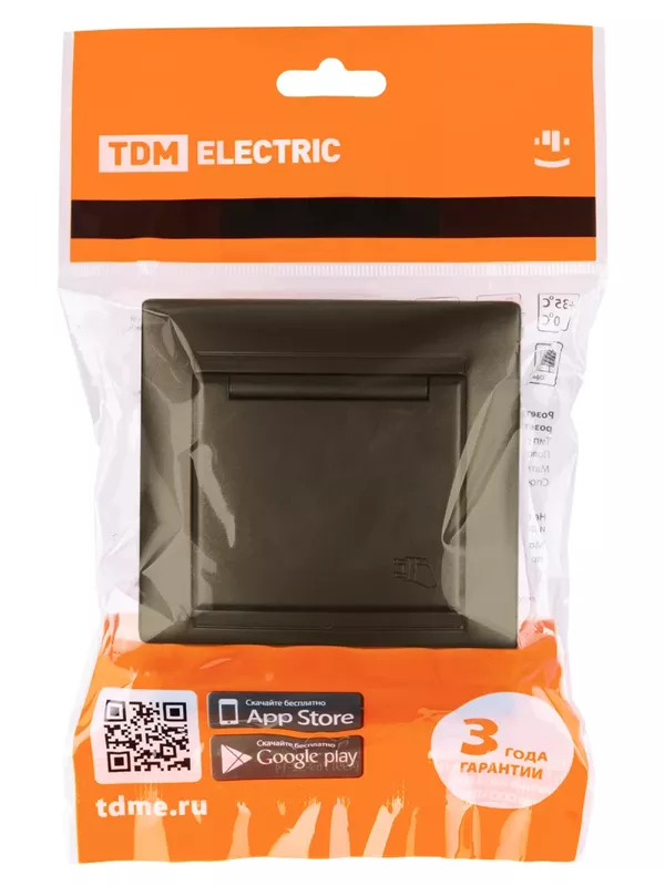 Розетка 2П+З 16А 250В  IP44 с крышкой бронза "Лама" TDM