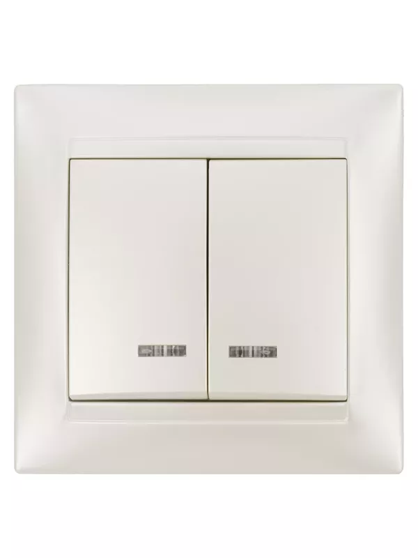 Выключатель 2 кл. с подсветкой 10А перламутр "Лама" TDM