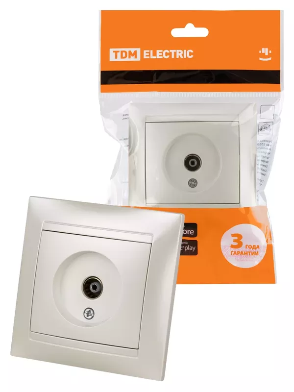 Розетка телевизионная простая (0-2400МГц, "мама") перламутр "Лама" TDM