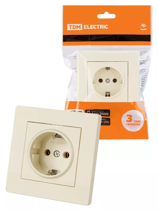 Розетка 2П+З 16А 250В сл. кость "Сенеж" TDM