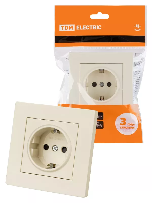 Розетка 2П+З 16А 250В с защ. шт. сл. кость "Сенеж" TDM