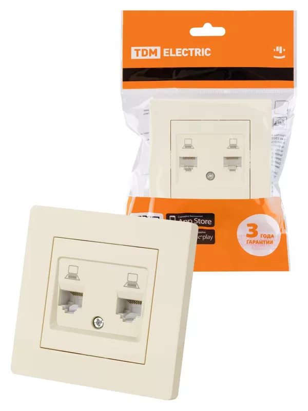 Розетка компьютерная двойная RJ45 сл. кость "Сенеж" TDM