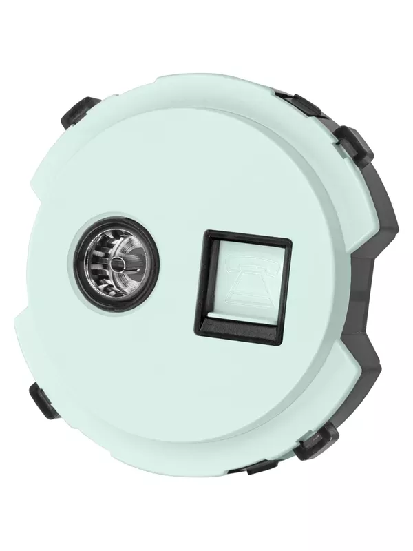 Розетка телефонная RJ11 + TV розетка оконечная фисташковая, "Байкал" TDM