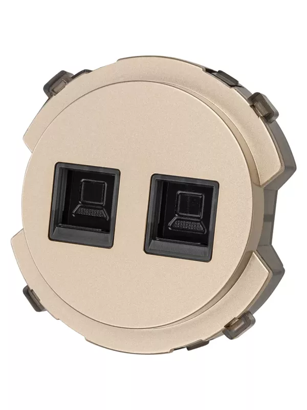 Розетка компьютерная двойная RJ45 шампань, "Байкал" TDM