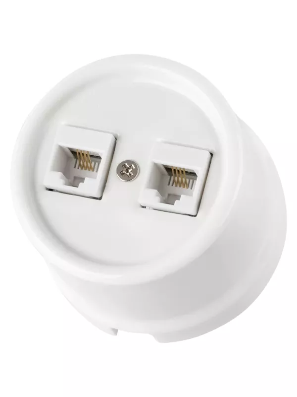 Розетка двойная телефонная RJ11 белая «Болонь» TDM