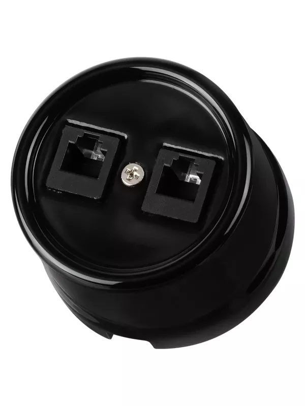 Розетка двойная телефонная RJ11 черная «Болонь» TDM