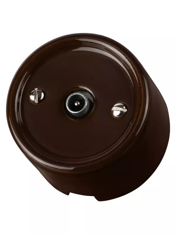 Розетка TV проходная коричневая «Болонь» TDM