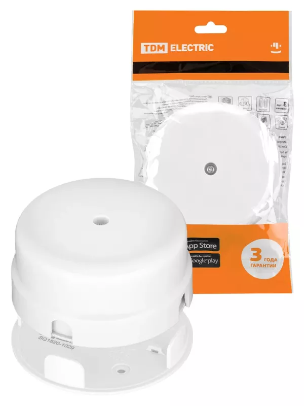 Коробка распаячная D90х43 мм инд. штрихкод  белая «Виви» TDM