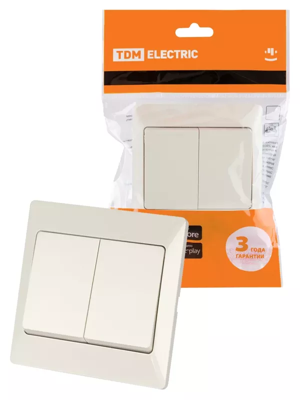Выключатель 2 кл. 10А сл. кость "Ильмень" TDM