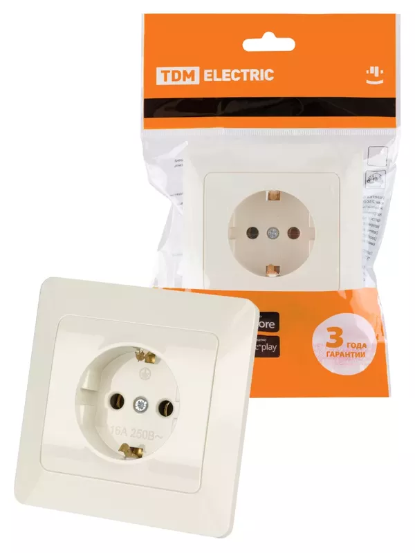 Розетка 2П+З 16А 250В сл. кость "Ильмень" TDM