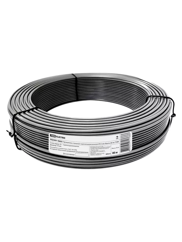 Проволока стальная горячеоцинкованная Ø10 мм (бухта 80 м) TDM