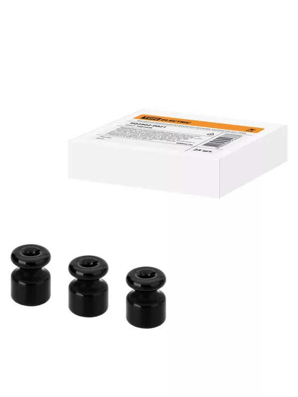 Керамический изолятор для ретро провода черный (25шт) TDM