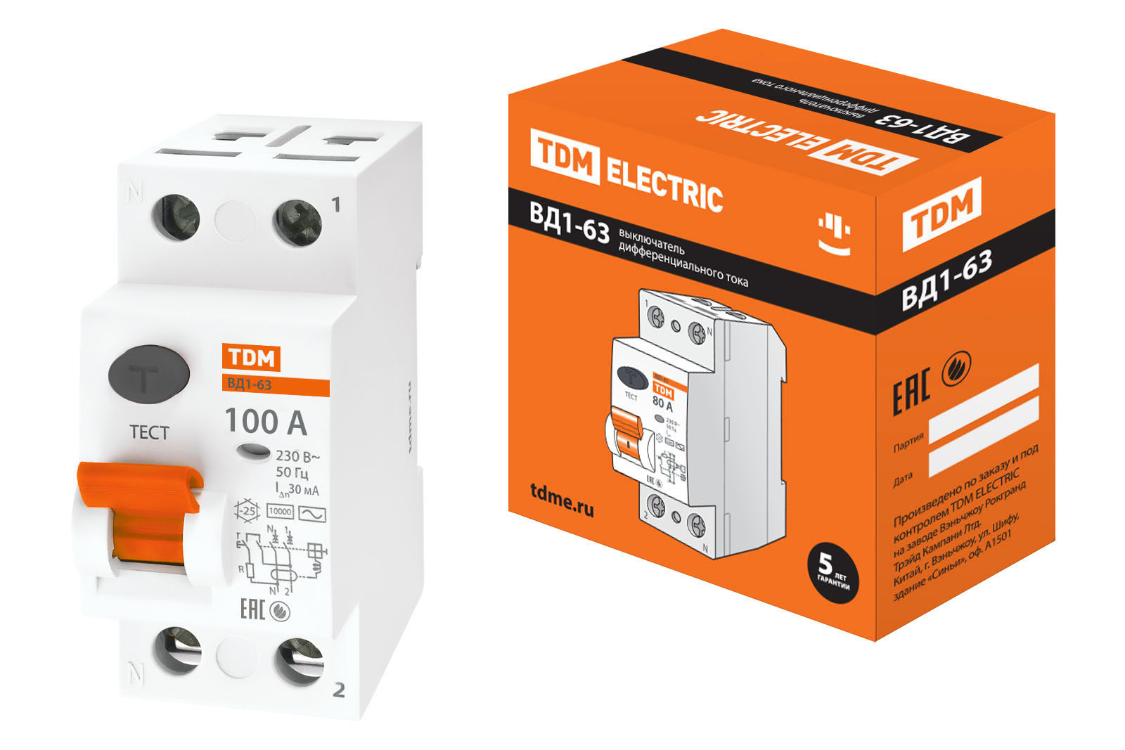 УЗО ВД1-63 2Р 100А 30мА TDM SQ0203-0025