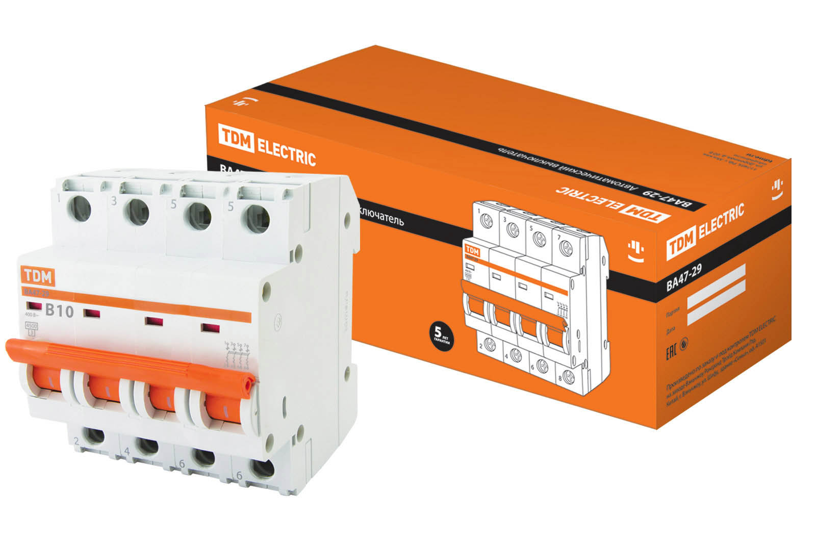 Авт. выкл.ВА47-29 4Р 10А 4,5кА х-ка В TDM SQ0206-0056