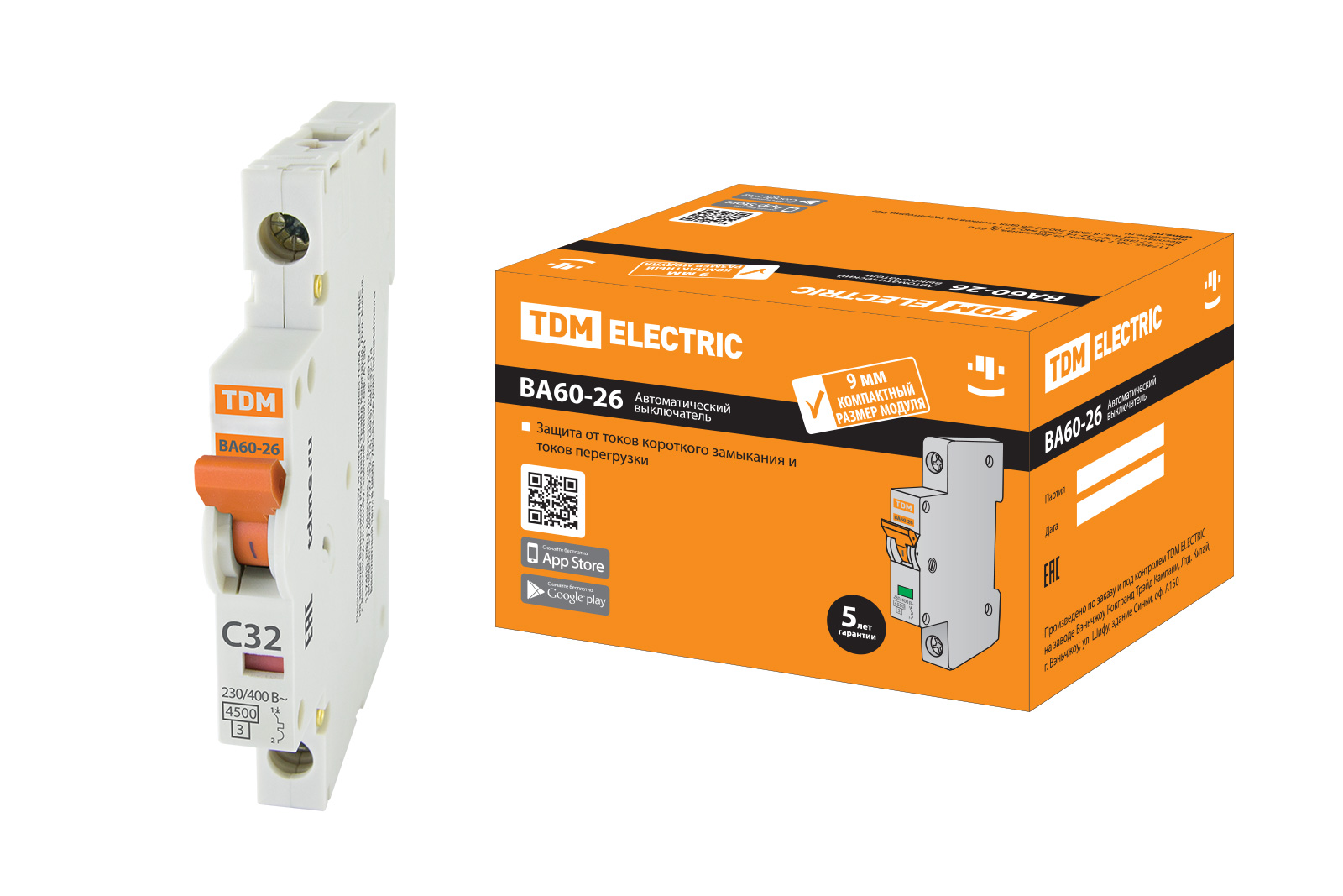 Авт. выкл. ВА60-26-14 1P 32А 4,5кА х-ка С компакт TDM SQ0206-0606