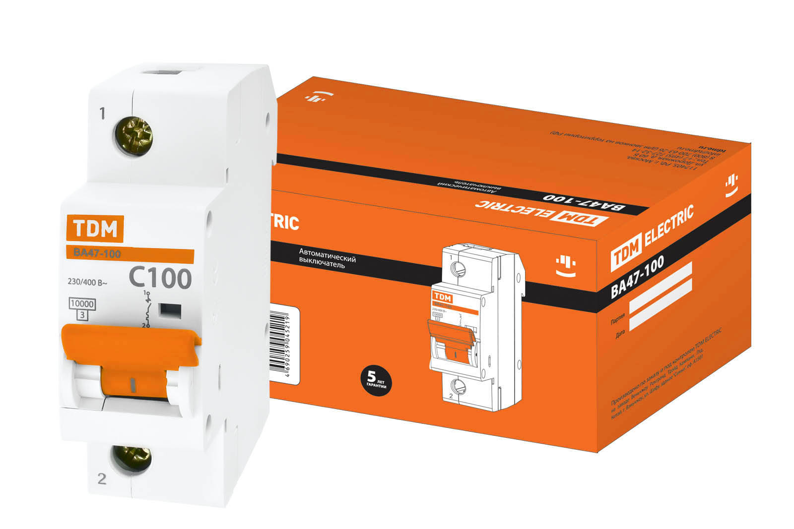 Авт. выкл. ВА47-100 1Р 100А 10кА  х-ка С TDM SQ0207-0055