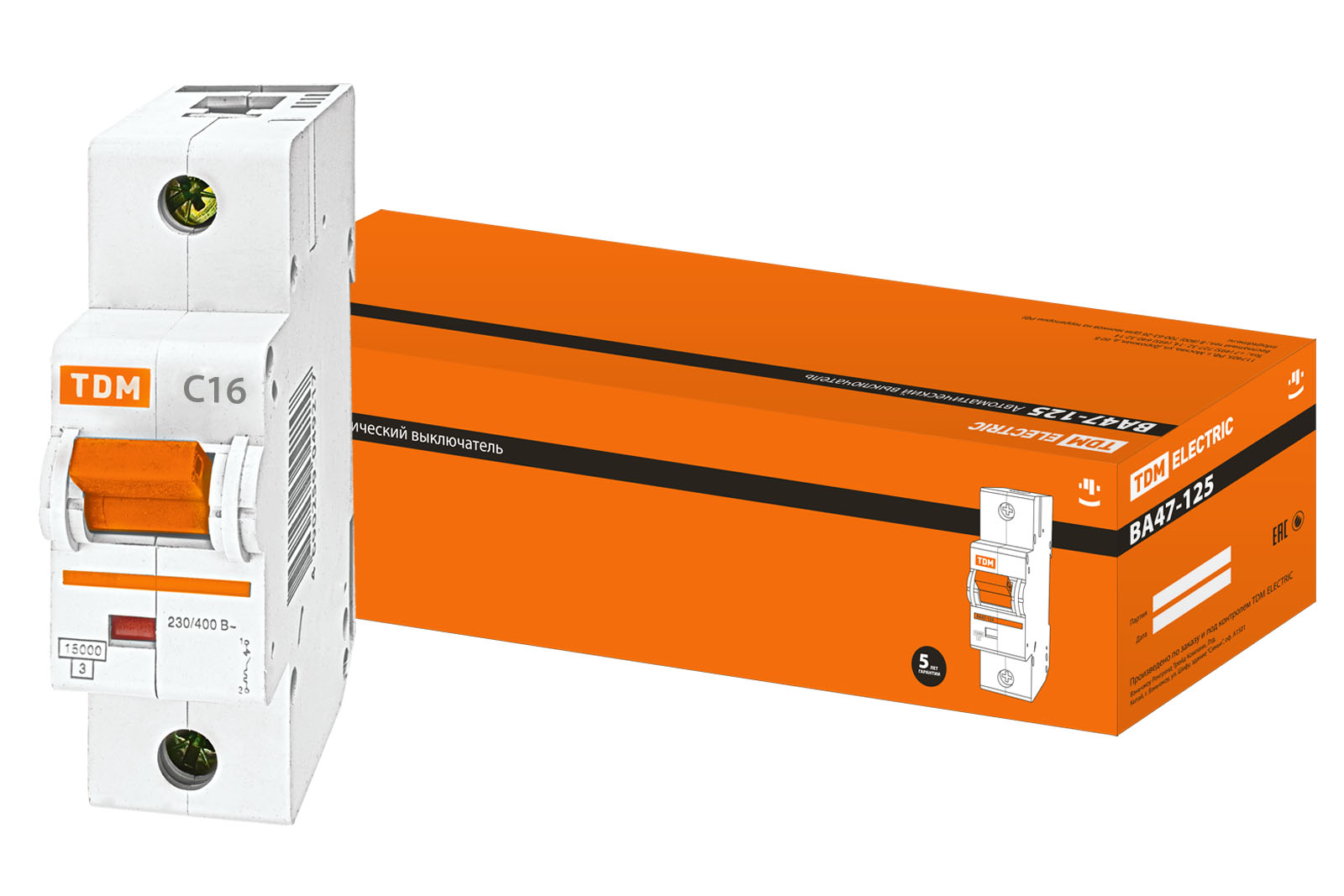 Авт. выкл. ВА47-125 1Р 16А 15кА  х-ка С TDM SQ0208-0050