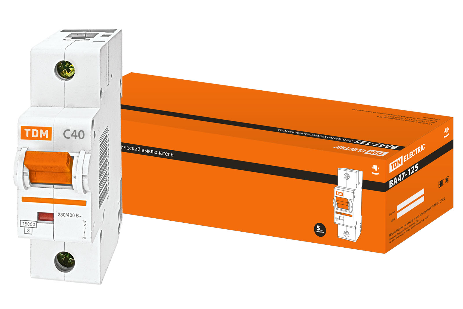 Авт. выкл. ВА47-125 1Р 40А 15кА  х-ка С TDM SQ0208-0055