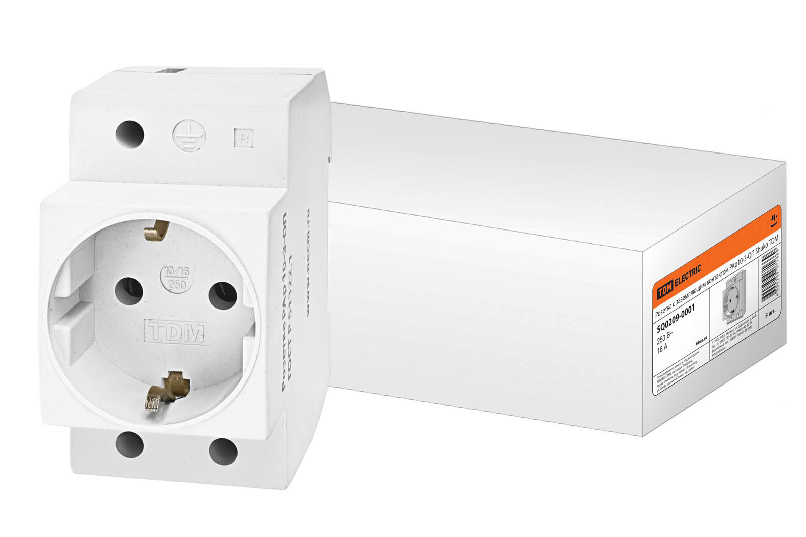 Розетка с заземляющим контактом РАр10-3-ОП Shuko TDM SQ0209-0001