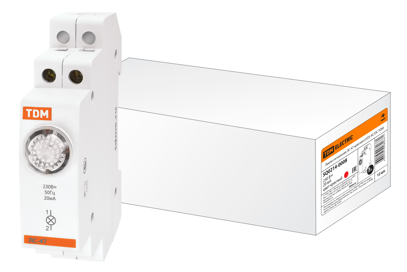 Лампа сигнальная ЛС-47 красная (LED) AC/DC TDM SQ0214-0008
