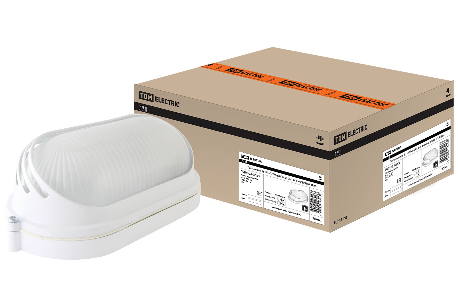 Светильник НПБ1407 белый/овал ресничка 60Вт IP54 TDM SQ0303-0053