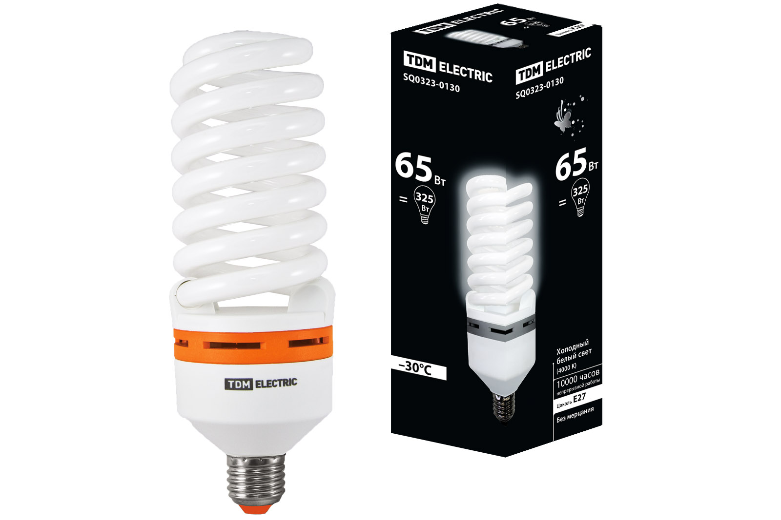 Лампа энергосберегающая КЛЛ-FS-65 Вт-4000 К–Е27 (73х218 мм) TDM SQ0323-0130