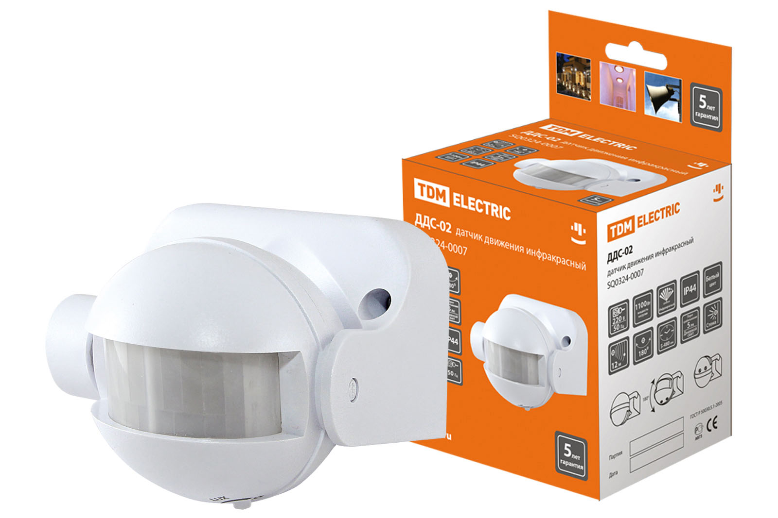 ДДС-02 1100Вт, 5-480с, 12м, 5+Лк, 180гр, IP44, TDM SQ0324-0007