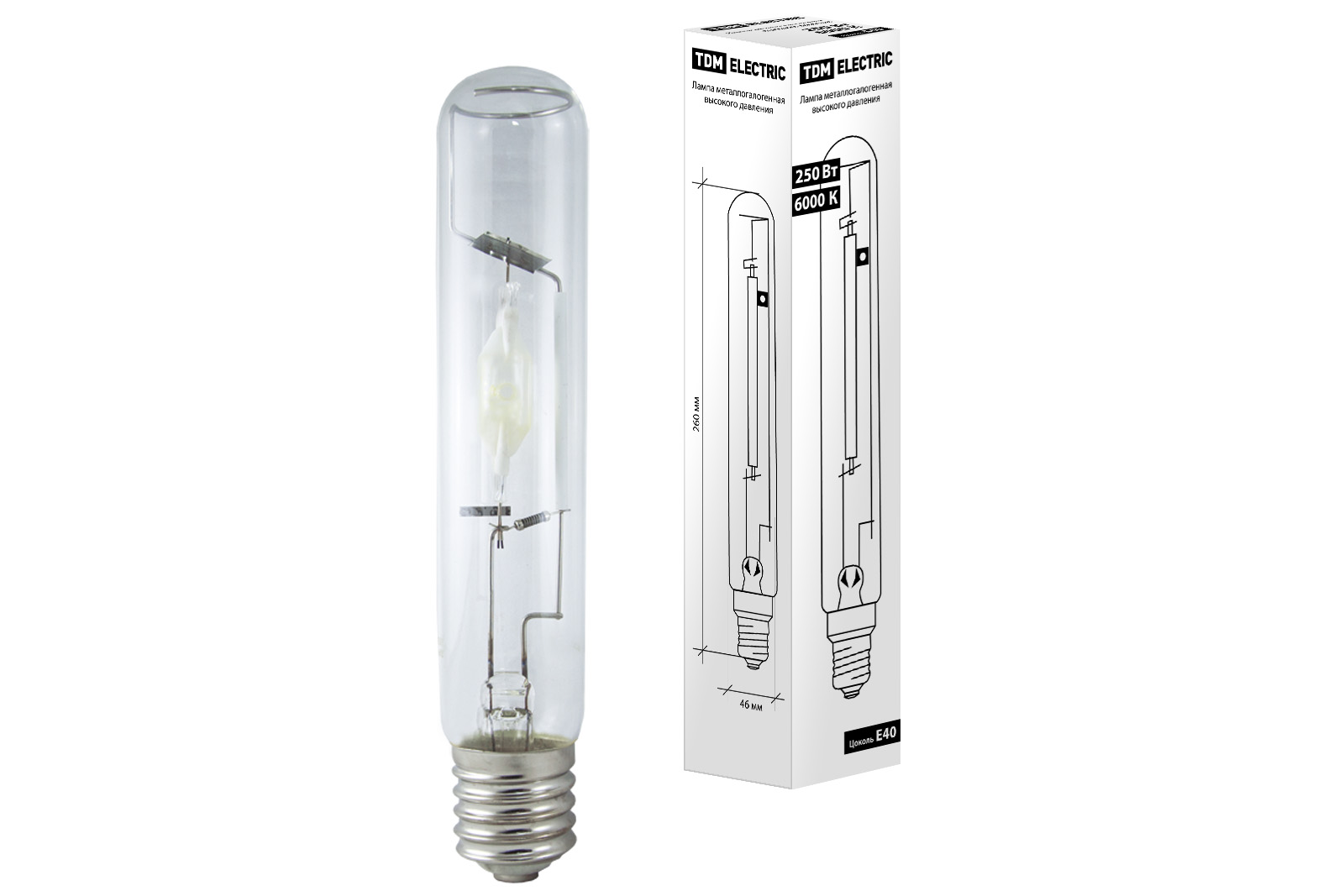 Лампа металлогалогенная ДРИ 250 6000 К Е40 TDM SQ0325-0016