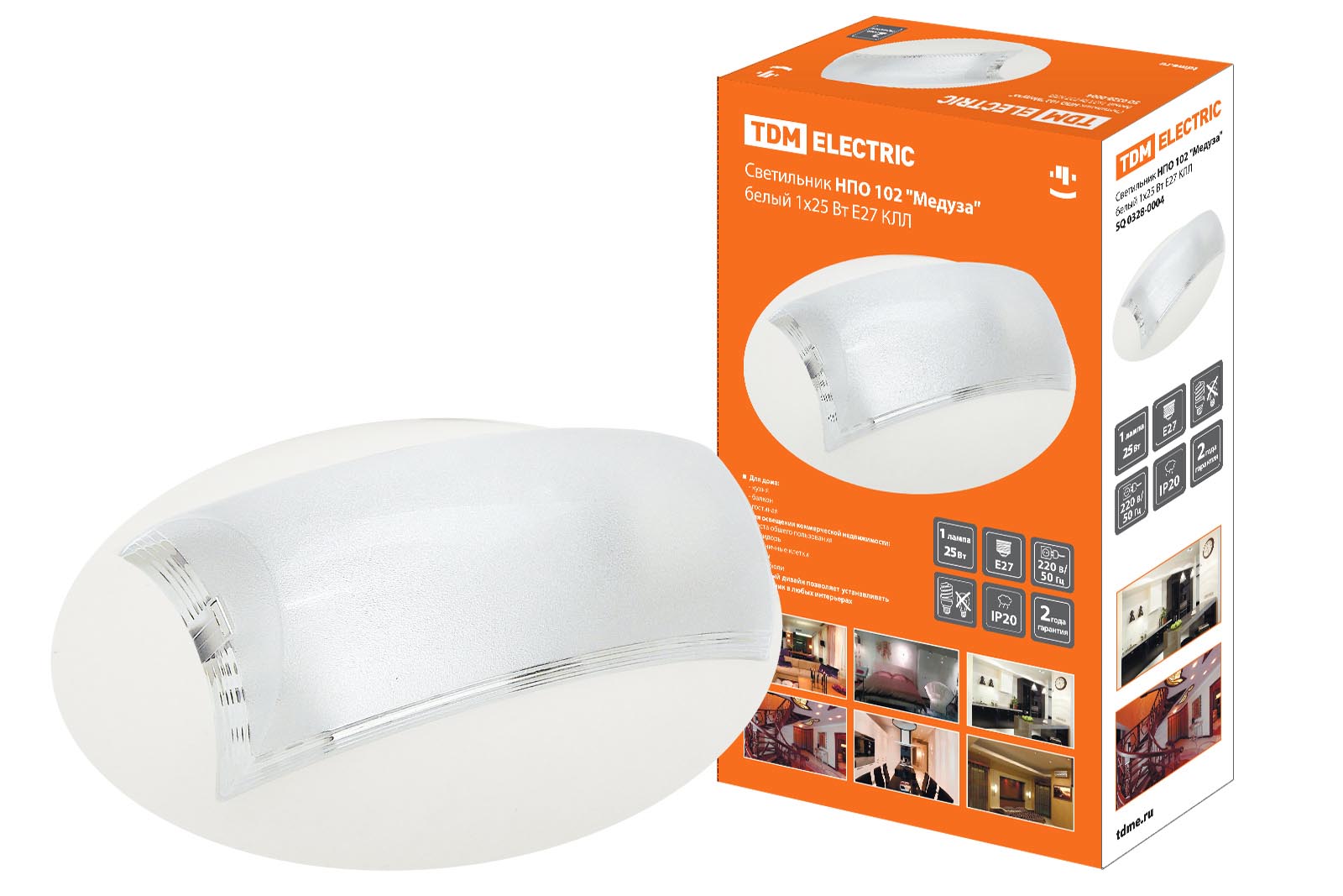 "Светильник НПО 102 ""Медуза"" белый 1х25 Вт Е27 КЛЛ TDM" SQ0328-0004