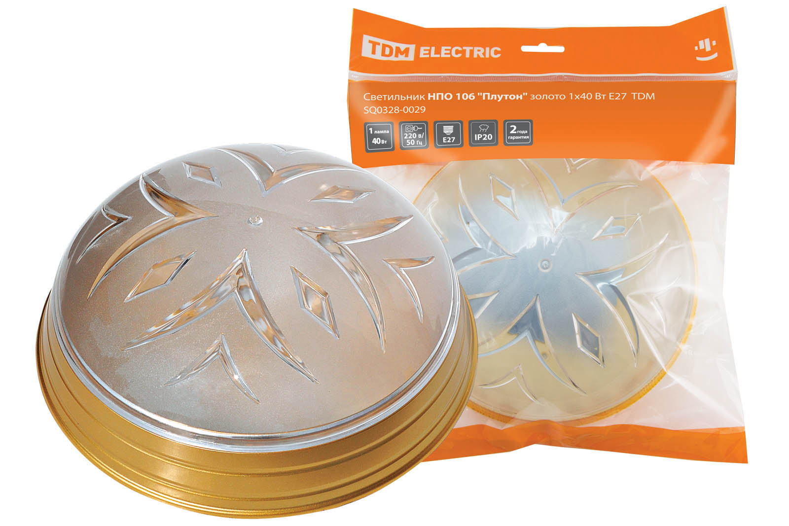 "Светильник НПО 106 ""Плутон"" золото 1х40 Вт Е27 TDM" SQ0328-0029