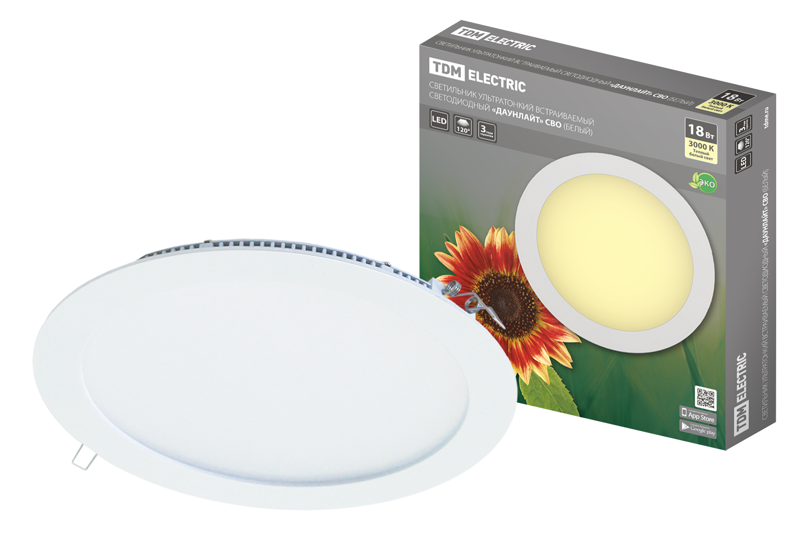 "Светильник ультратонкий встраиваемый светодиодный ""Даунлайт"" СВО (белый) 18 Вт 3000К TDM " SQ0329-0009