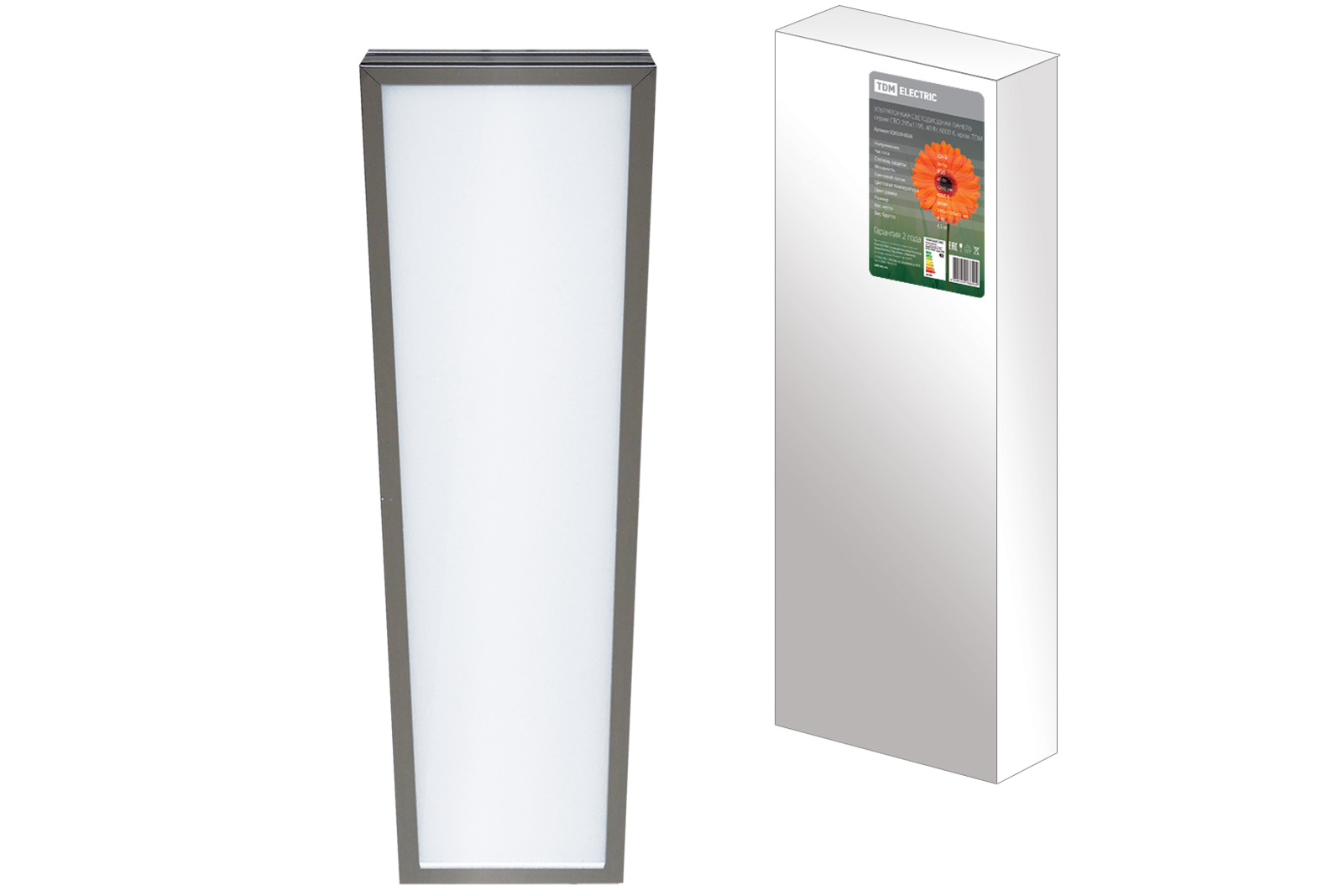 Ультратонкая светодиодная панель серии СВО 295х1195, 40 Вт, 6000 К, хром, TDM SQ0329-0026