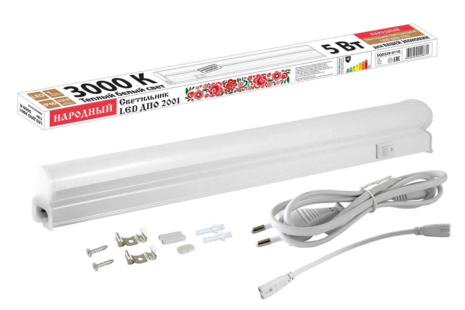 Светильник LED ДПО 2001 5 Вт, 3000К, IP40, Народный SQ0329-0110