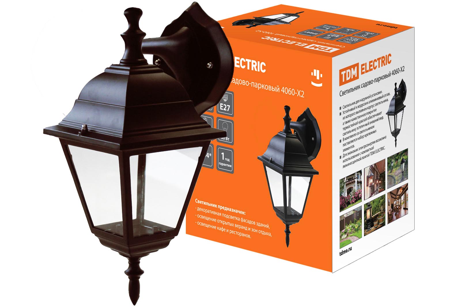 Светильник 4060-12 садово-парковый четырехгранник, 60Вт, вниз, бронза TDM SQ0330-0032