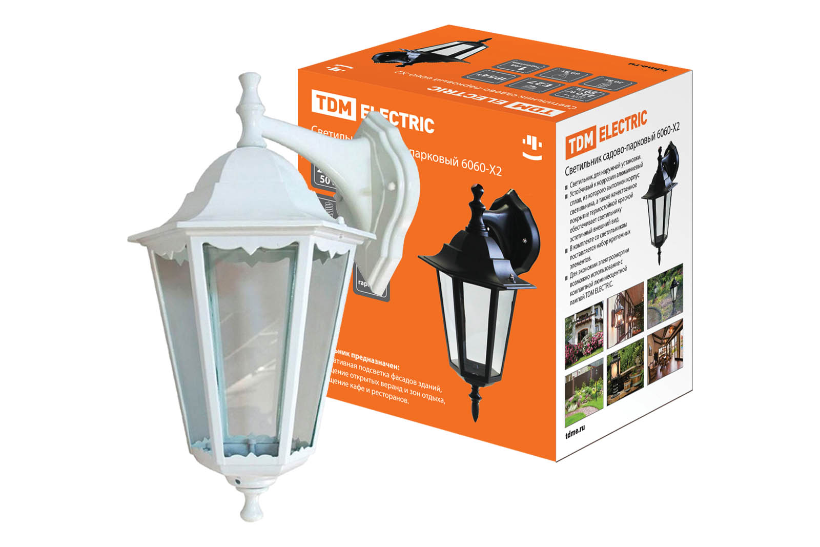 Светильник 6060-22 садово-парковый шестигранник, 60Вт, вниз, белый SQ0330-0062