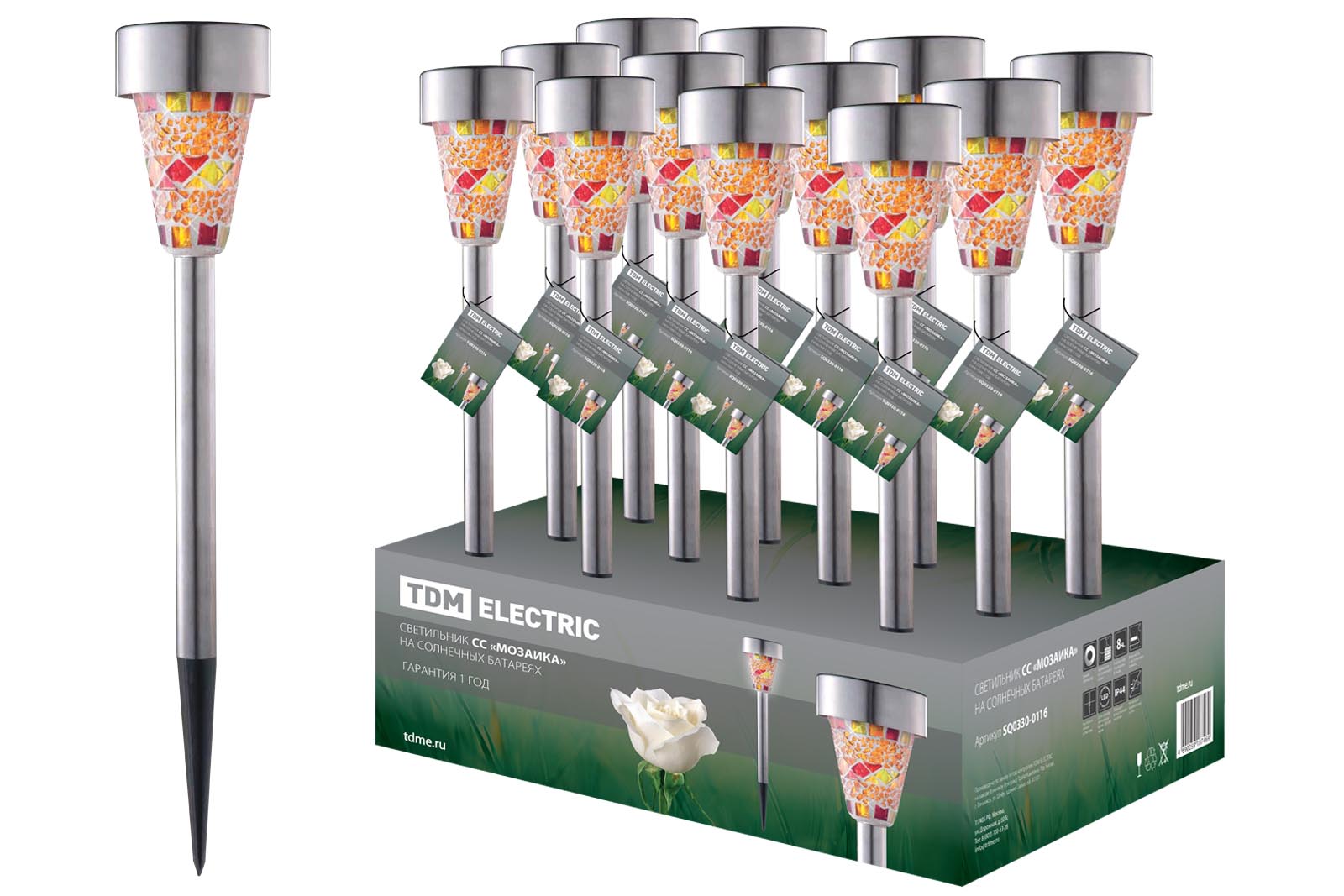 "Светильник СС ""Мозаика"" на солнечных батареях, сталь, в ассортименте, ДБ, TDM" SQ0330-0116