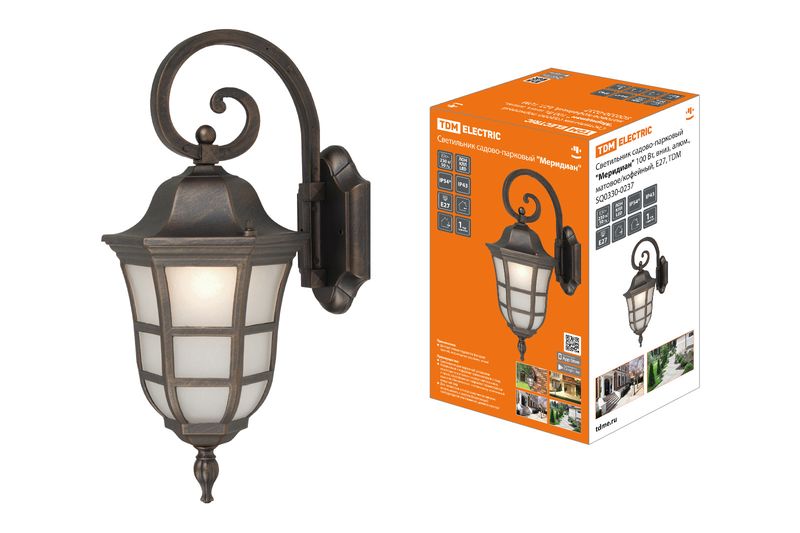 "Светильник садово-парковый ""Меридиан"" 100 Вт, вниз, алюм., матовое/кофейный, Е27, TDM" SQ0330-0237