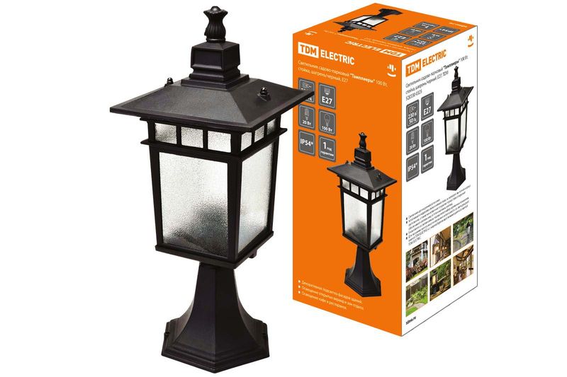 "Светильник садово-парковый ""Тамплиеры"" 100 Вт, стойка, шагрень/черный, Е27, TDM " SQ0330-0325